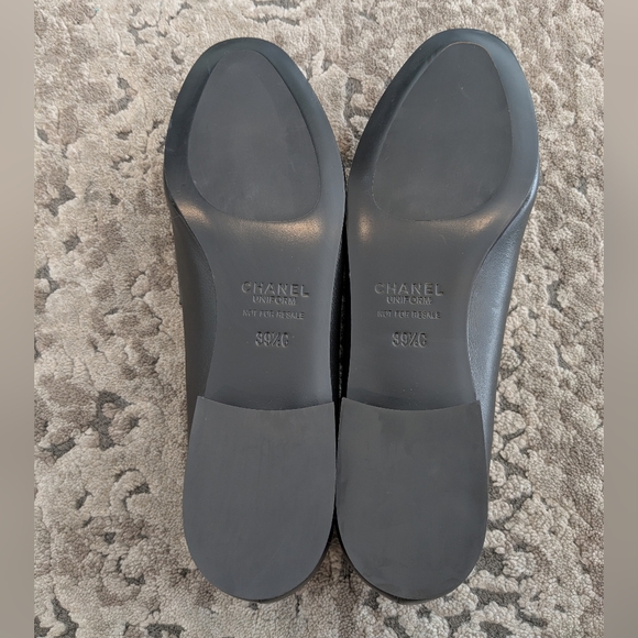 Chanel Uniform Black Leather Lambskin Loafers CC Logo Size 39.5 - Picture 10 of 10